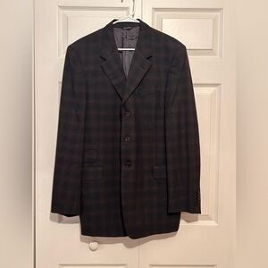Paul Smith London Made in Italy Dark Navy w/Brown Plaid Blazer 42
